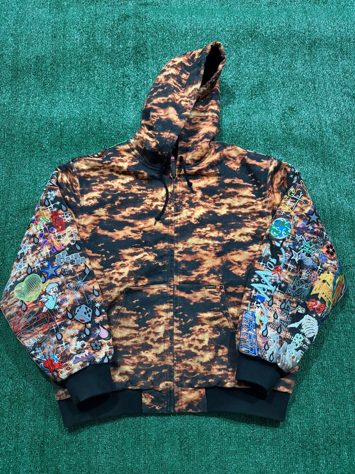 Supreme AOI Embroidered Hooded Work Jacket Flames