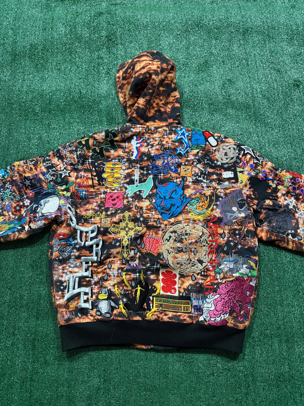 Supreme AOI Embroidered Hooded Work Jacket Flames
