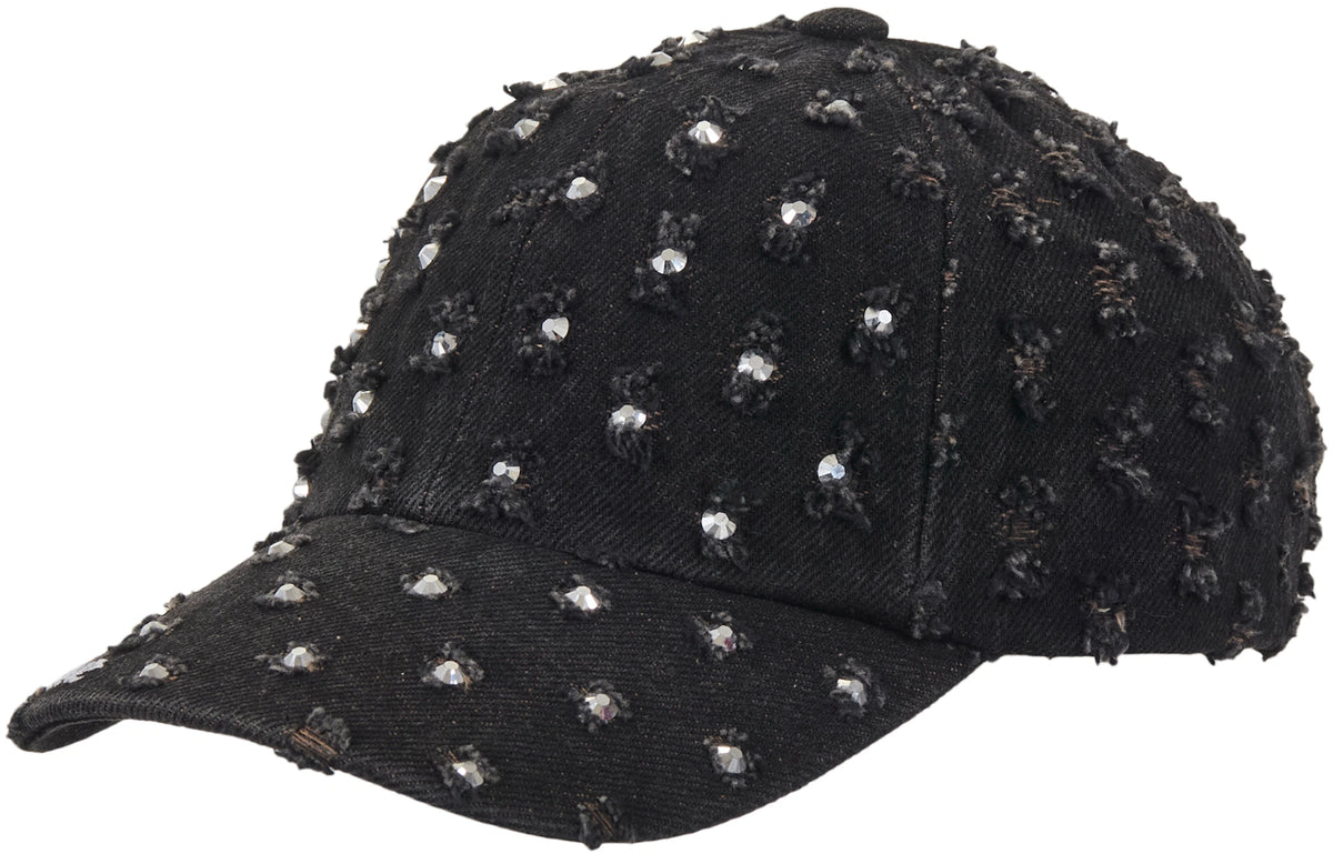 Supreme Hole Punch Rhinestone Denim 6-Panel Black
