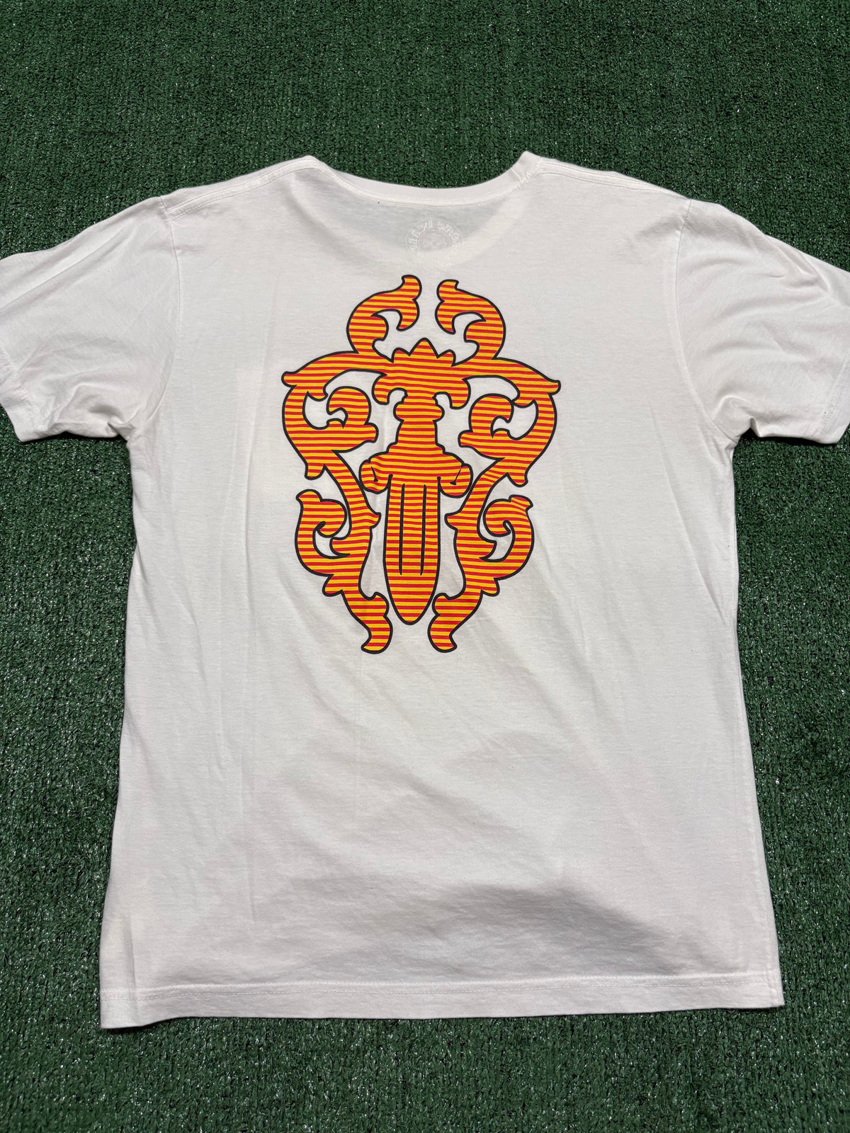 Chrome Hearts White Orange Striped Dagger Tee