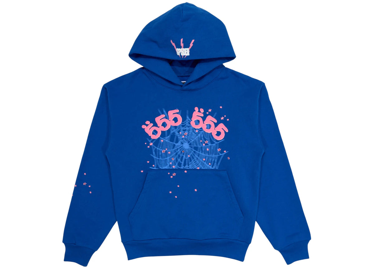 Sp5der Angel Number Hoodie Blue