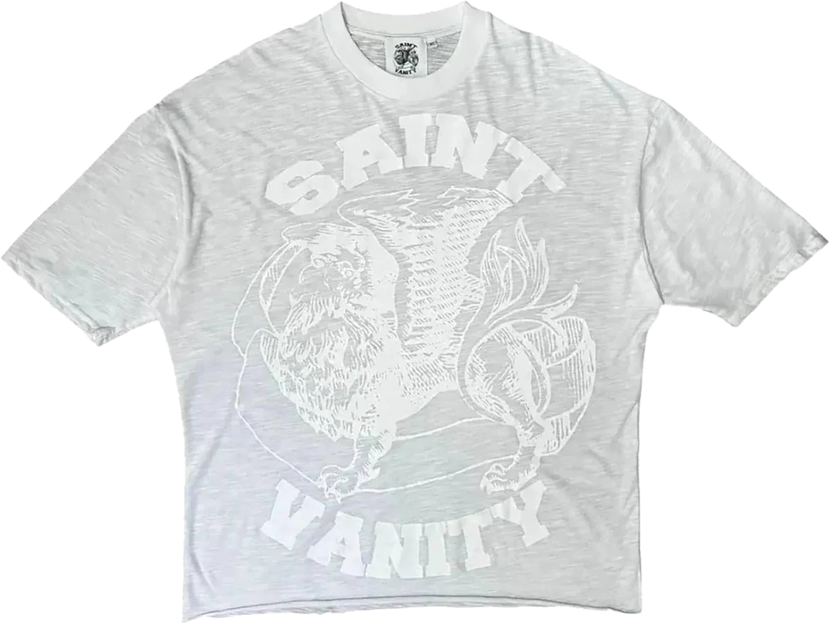 Saint Vanity Monochromatic White Griffin T-Shirt