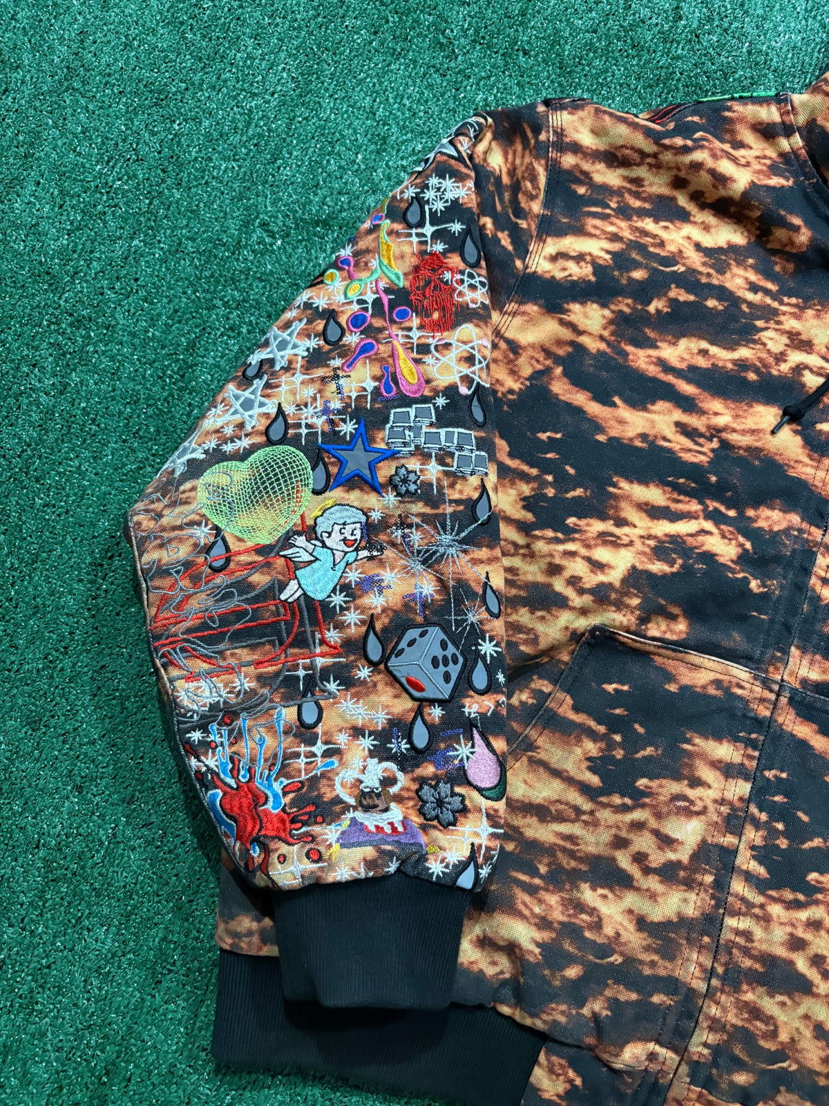 Supreme AOI Embroidered Hooded Work Jacket Flames